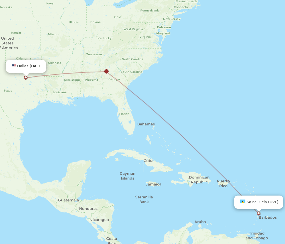 UVF-DAL flight routes