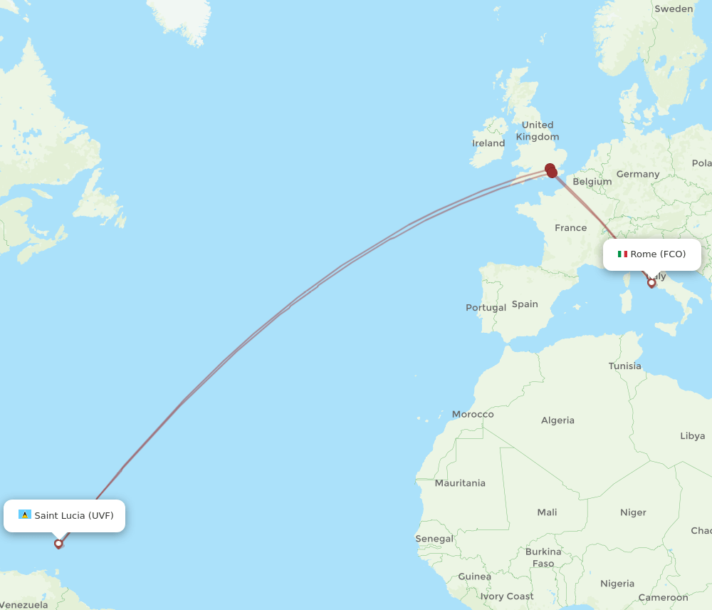 UVF-FCO flight routes