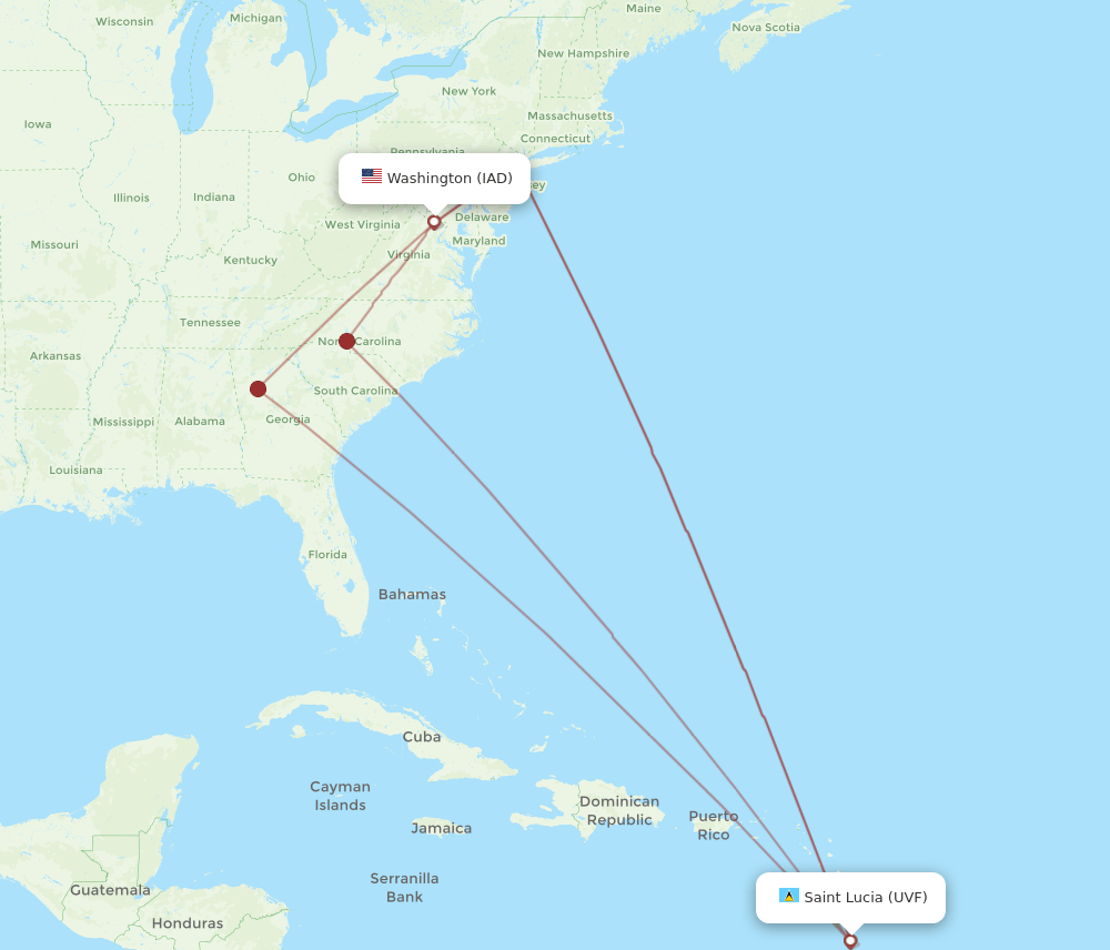 UVF-IAD flight routes