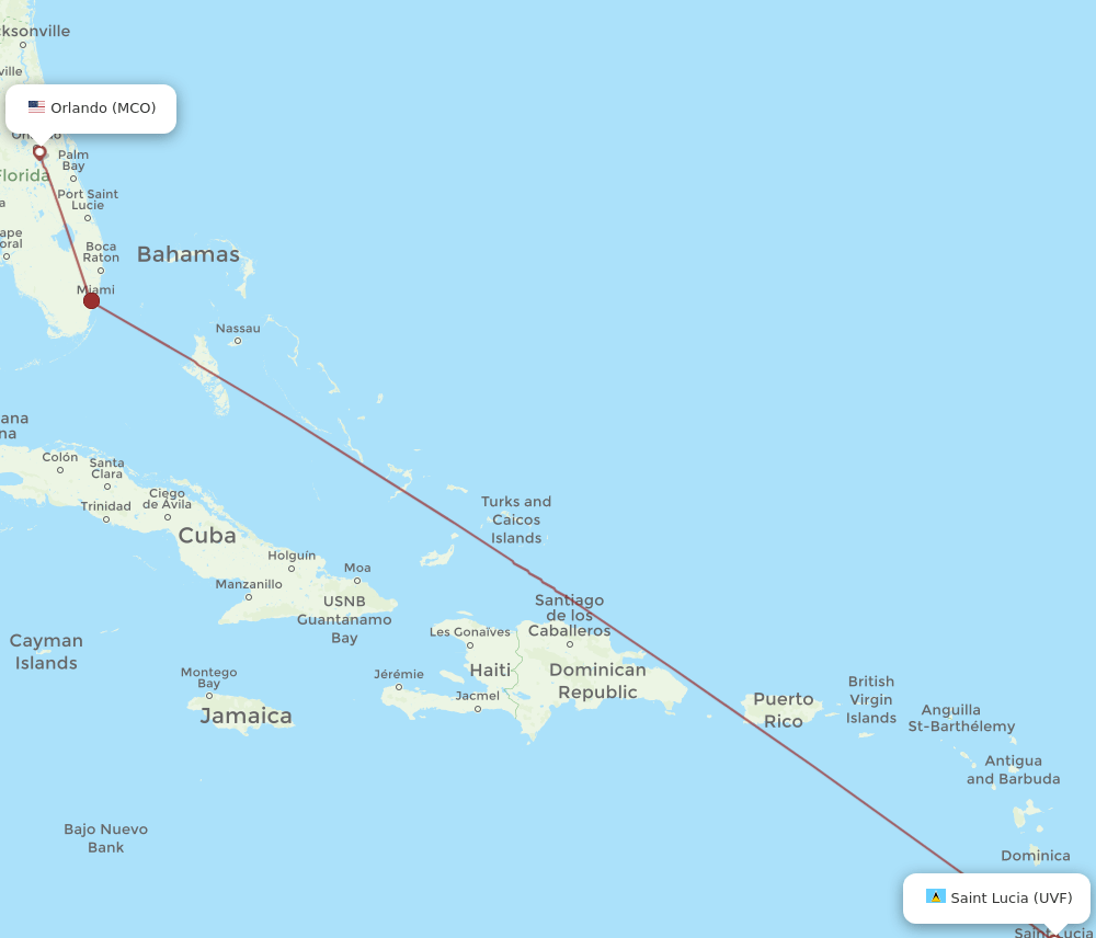 UVF-MCO flight routes