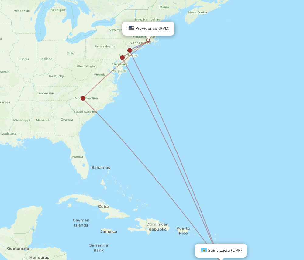 UVF-PVD flight routes