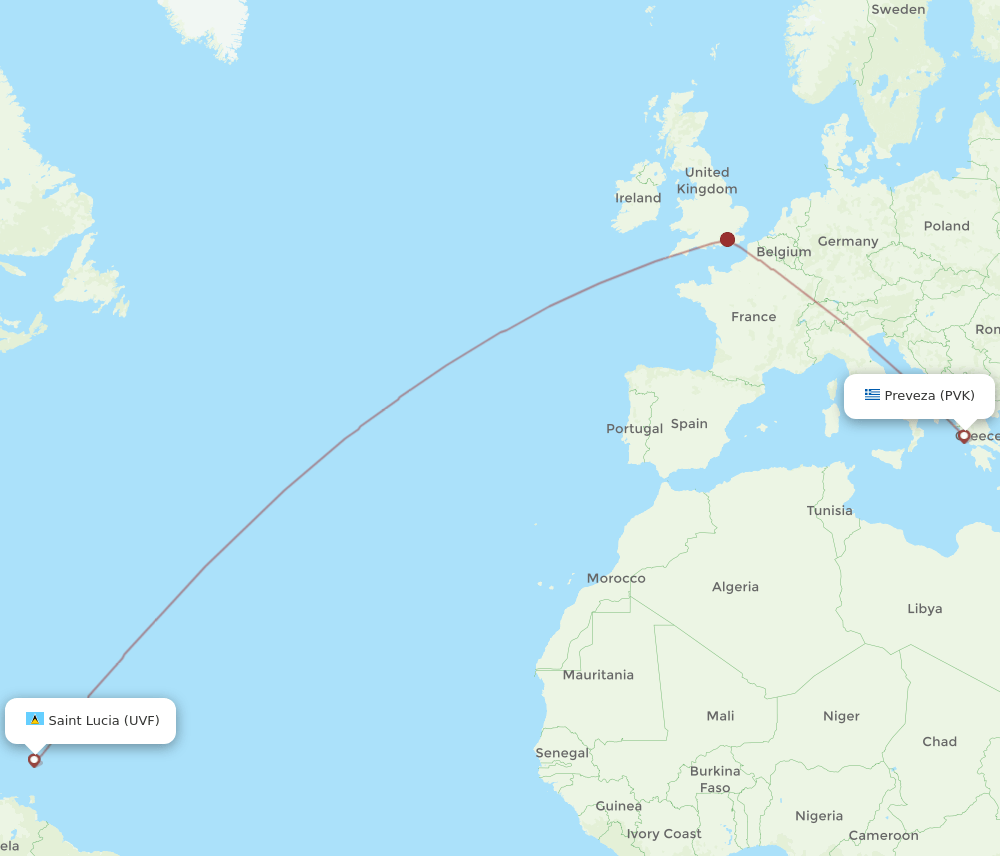 UVF-PVK flight routes