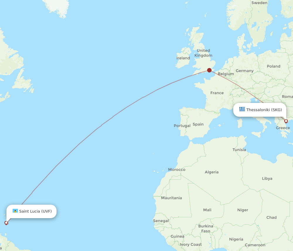 UVF-SKG flight routes