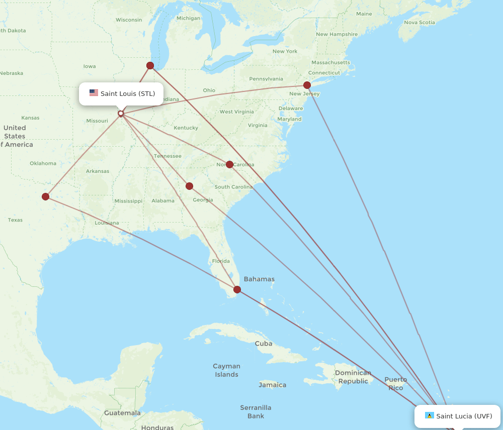 UVF-STL flight routes