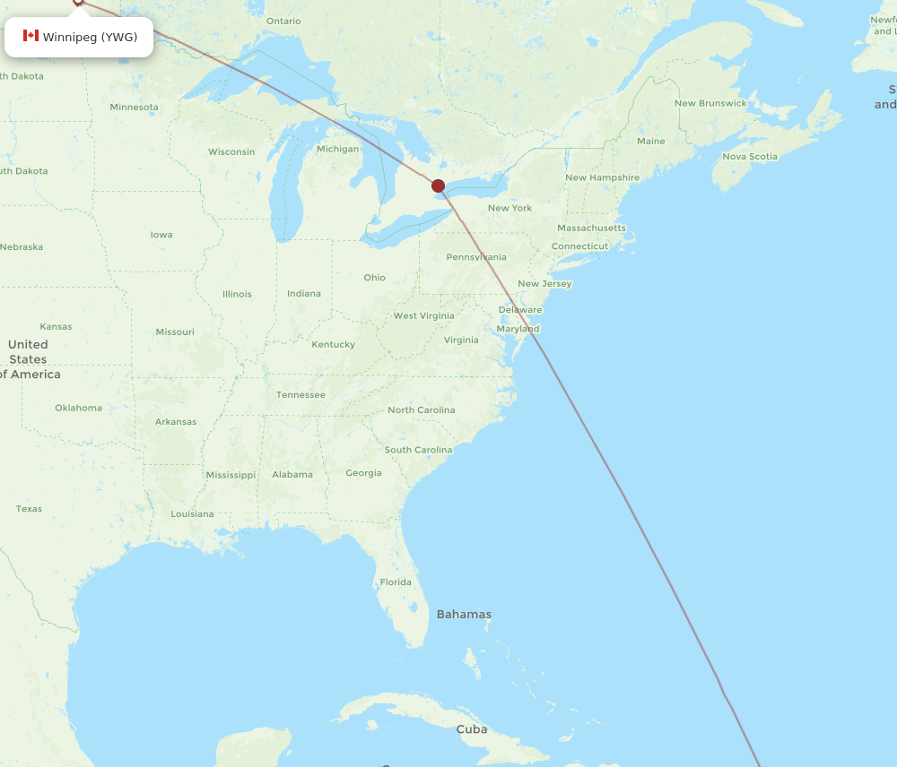 UVF-YWG flight routes