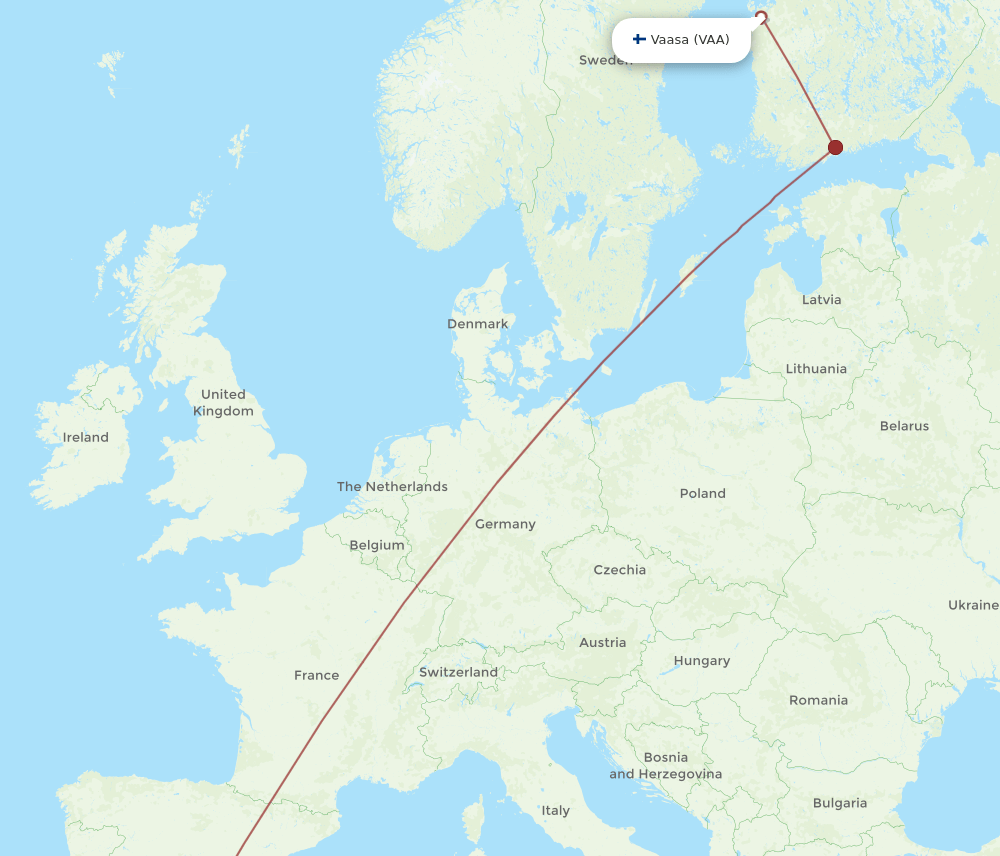 VAA-AGP flight routes