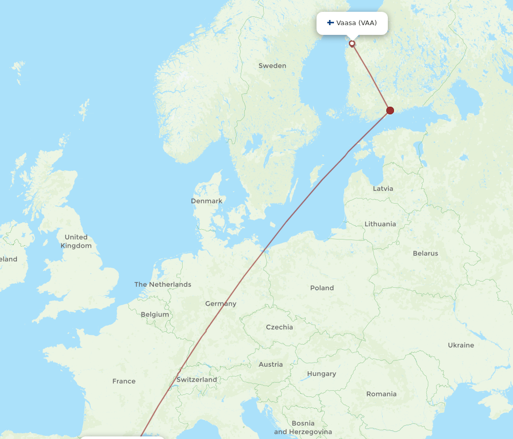VAA-BCN flight routes