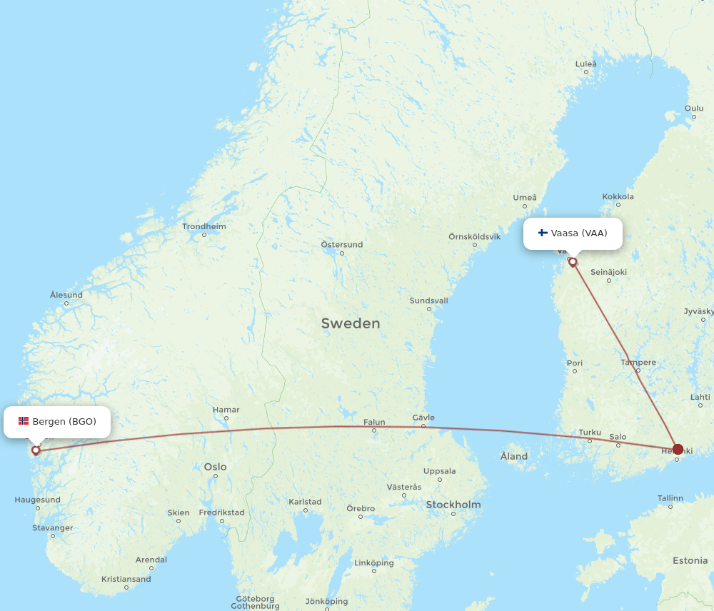 VAA-BGO flight routes