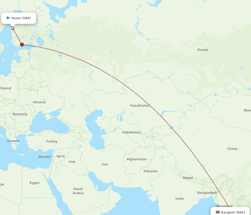 VAA-BKK flight routes