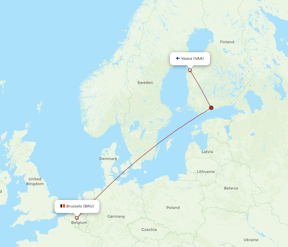VAA to BRU flights and routes map