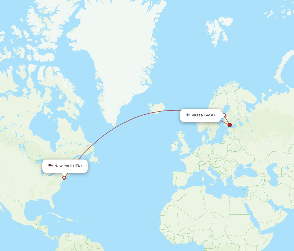 VAA-JFK flight routes
