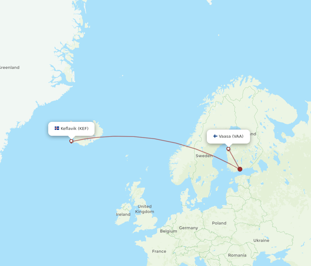 VAA-KEF flight routes