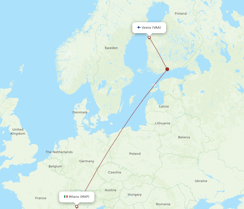 VAA-MXP flight routes