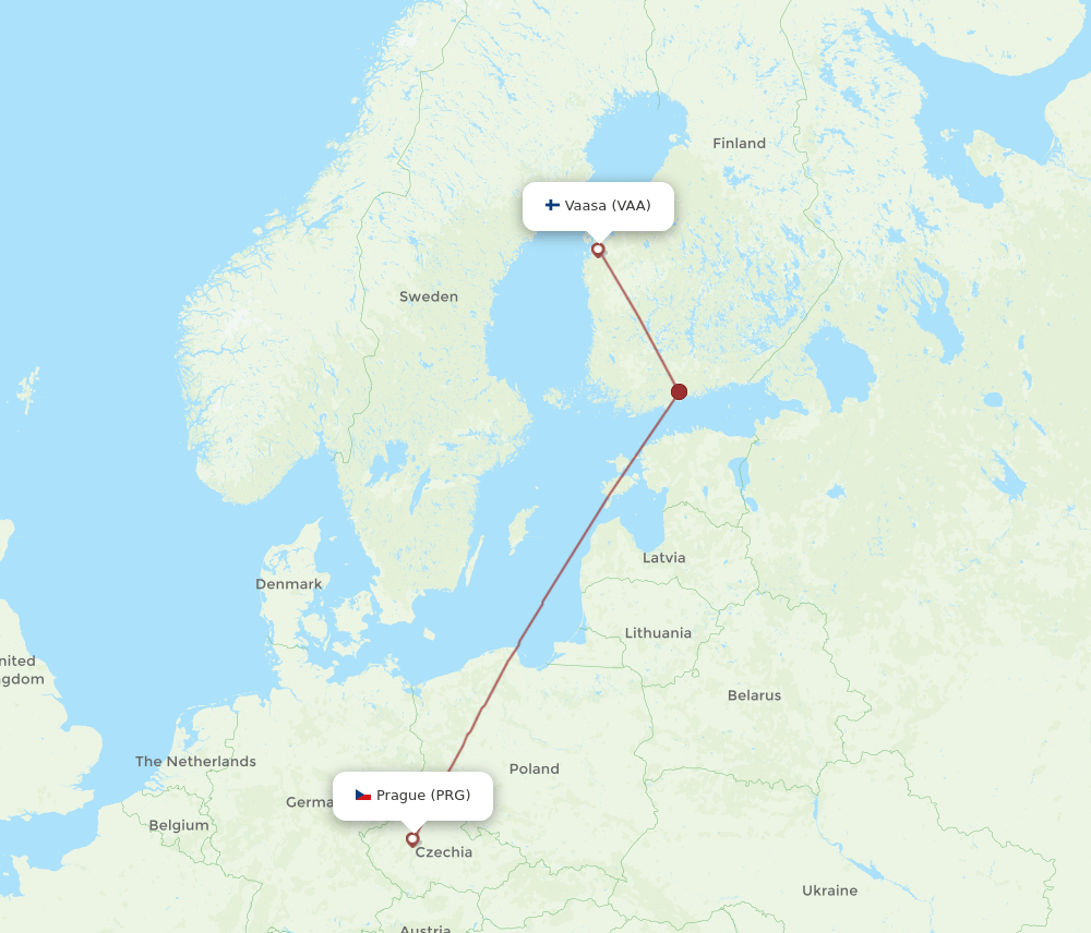 VAA to PRG flights and routes map