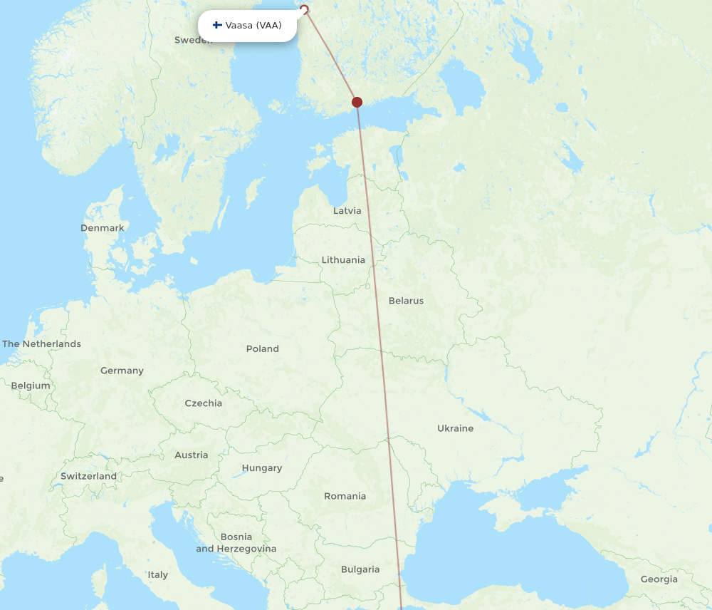 VAA-RHO flight routes