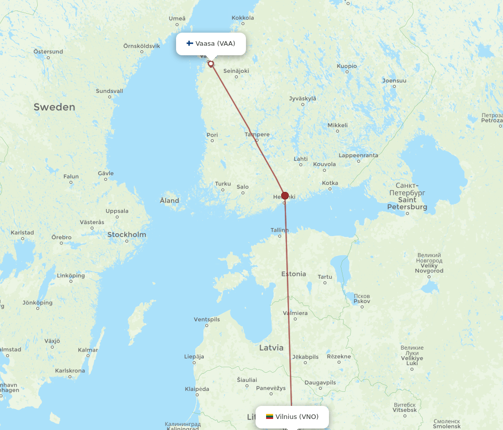 VAA to VNO flights and routes map