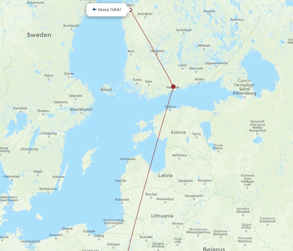 VAA-WAW flight routes