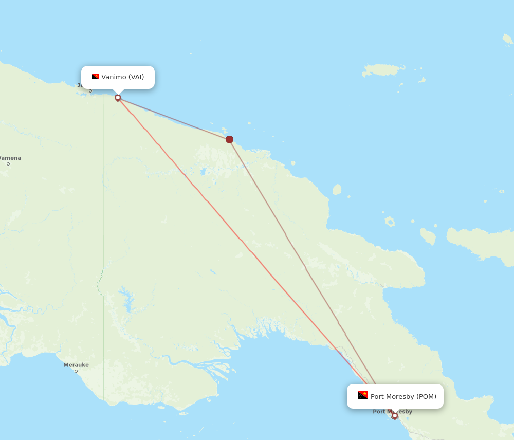 POM to VAI flights and routes map