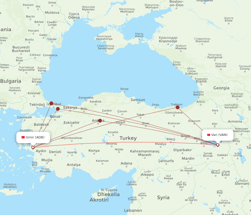 VAN-ADB flight routes