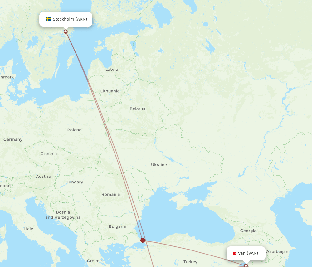ARN to VAN flights and routes map