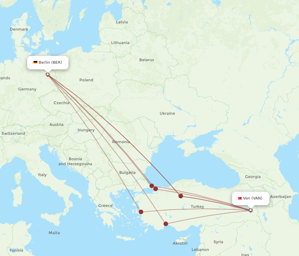 VAN-BER flight routes