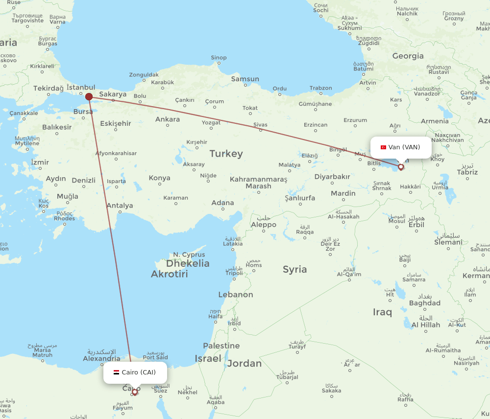VAN-CAI flight routes
