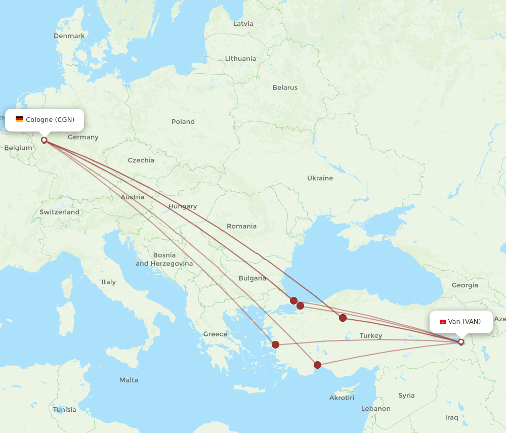 VAN-CGN flight routes