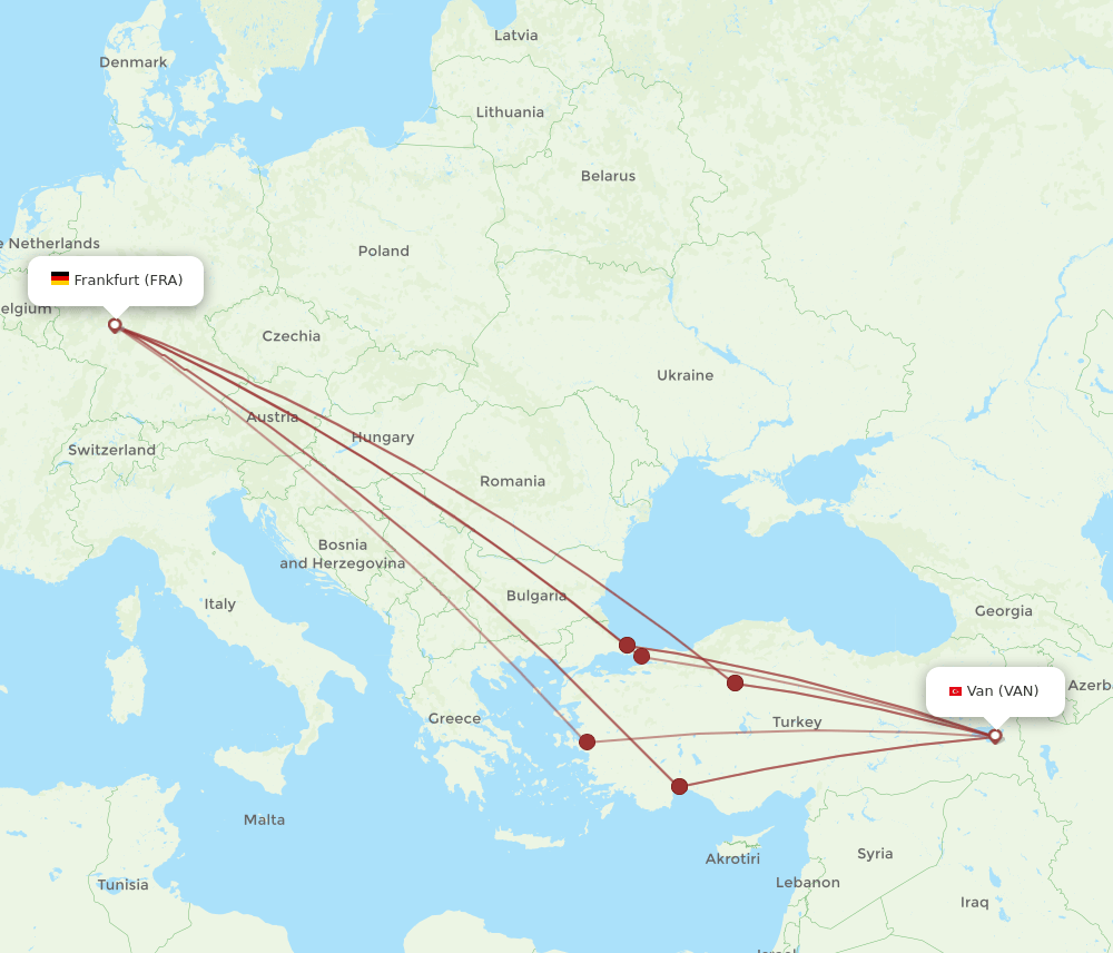 VAN-FRA flight routes