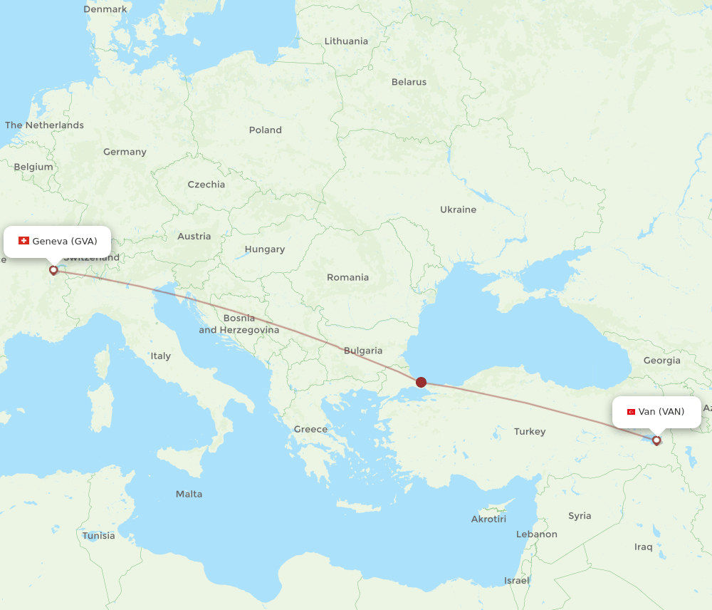 Geneva - Van route map and flight paths