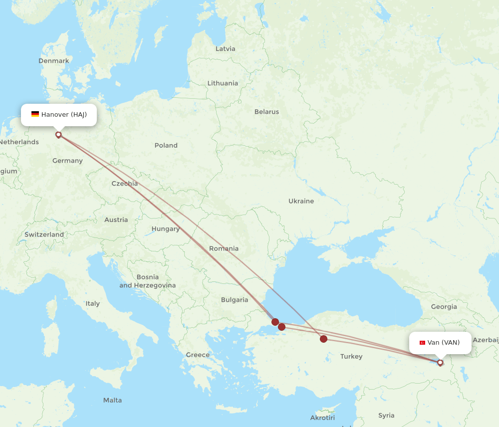 VAN-HAJ flight routes