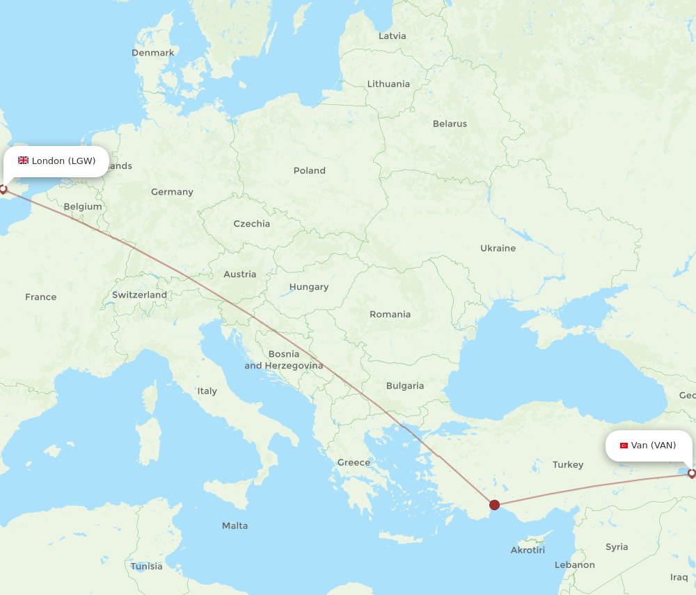 VAN-LGW flight routes