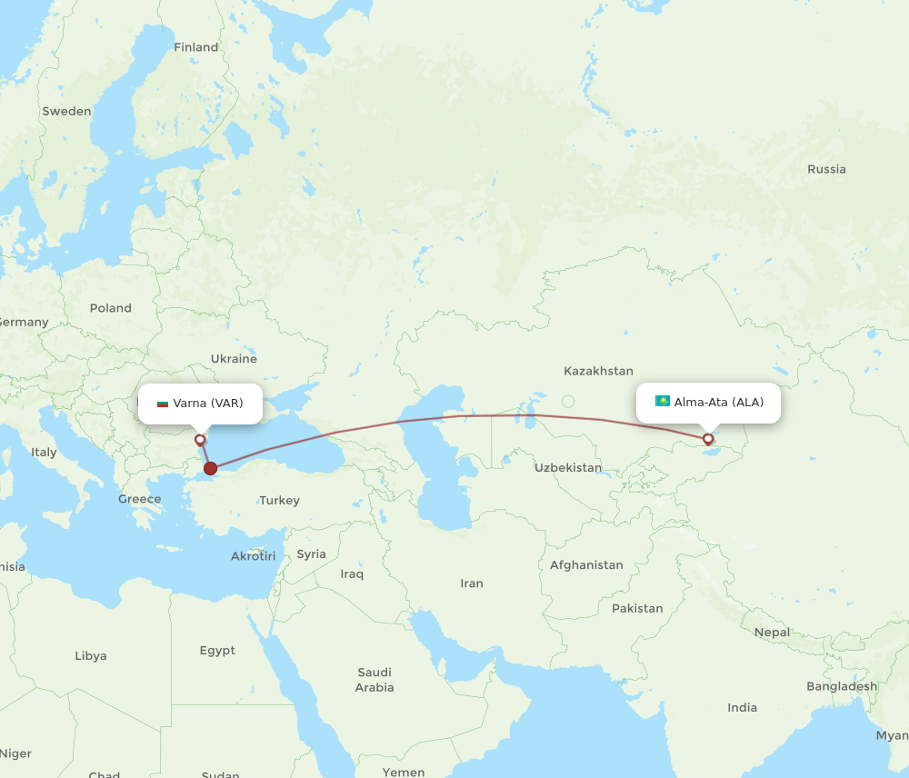 VAR-ALA flight routes