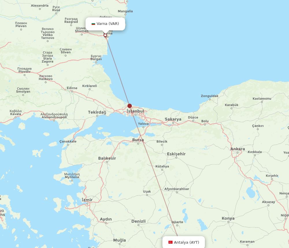 VAR-AYT flight routes