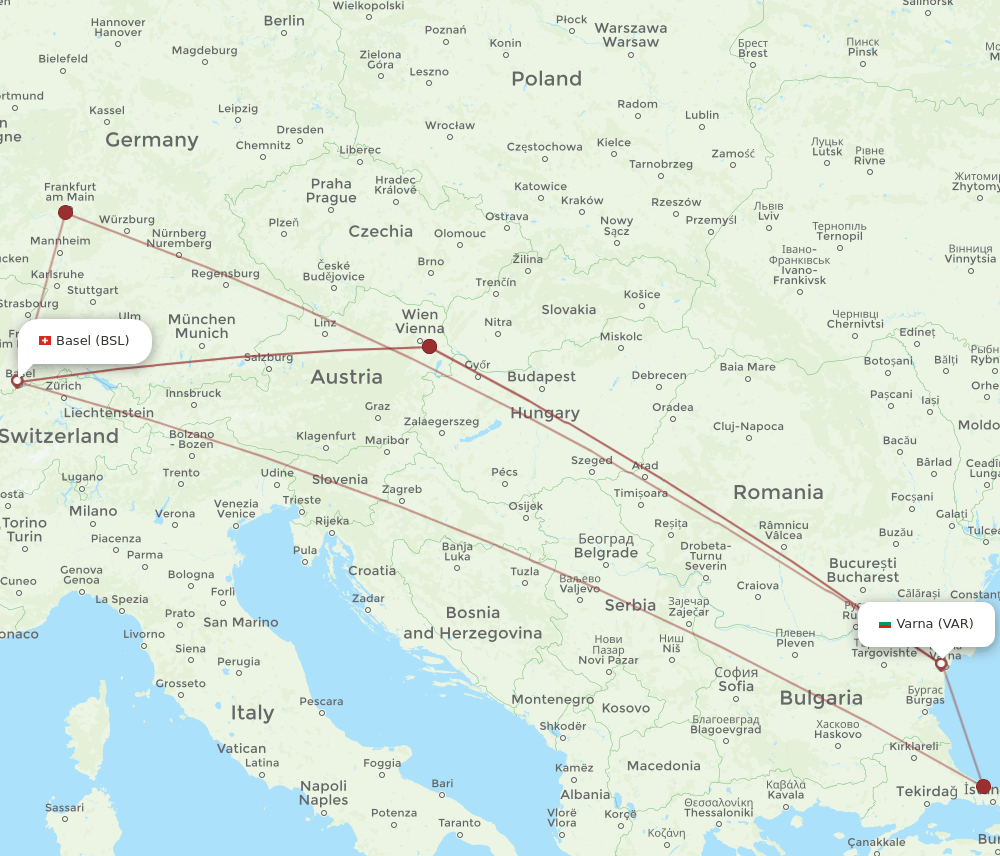 VAR-BSL flight routes