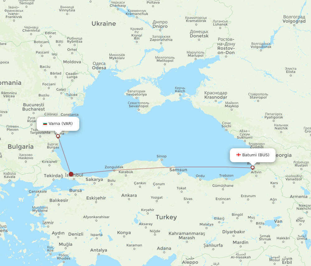 VAR-BUS flight routes