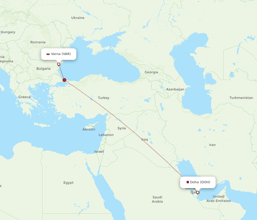 VAR-DOH flight routes