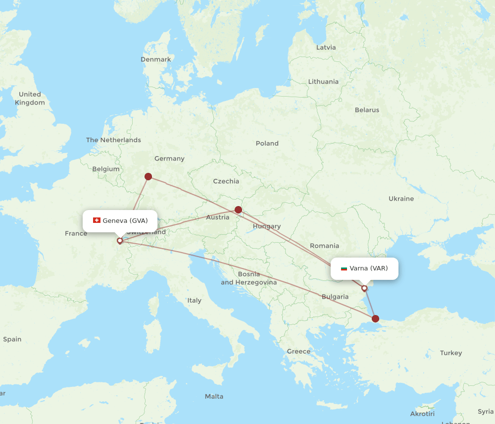 VAR-GVA flight routes