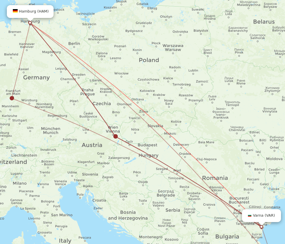VAR-HAM flight routes