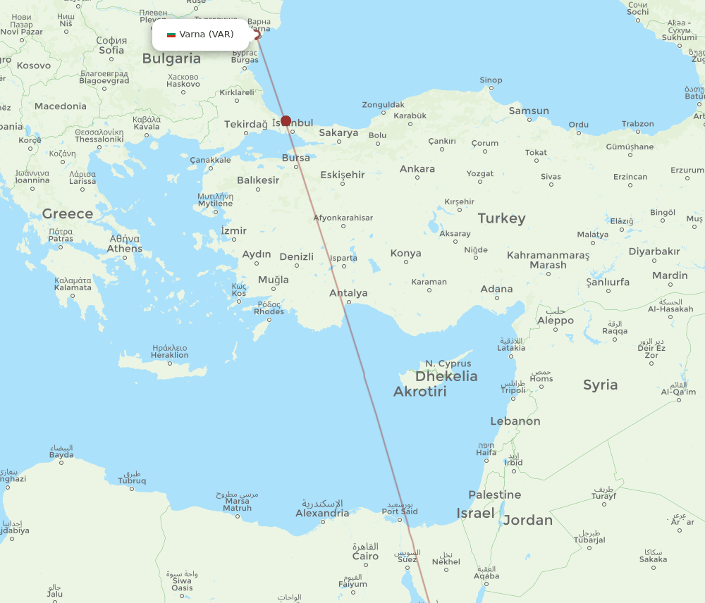VAR-HRG flight routes