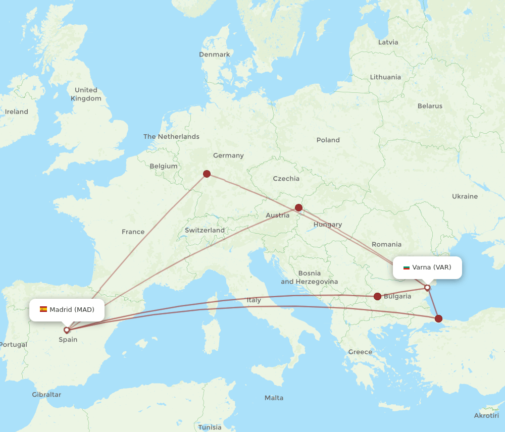 VAR-MAD flight routes