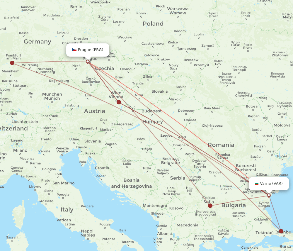 VAR-PRG flight routes