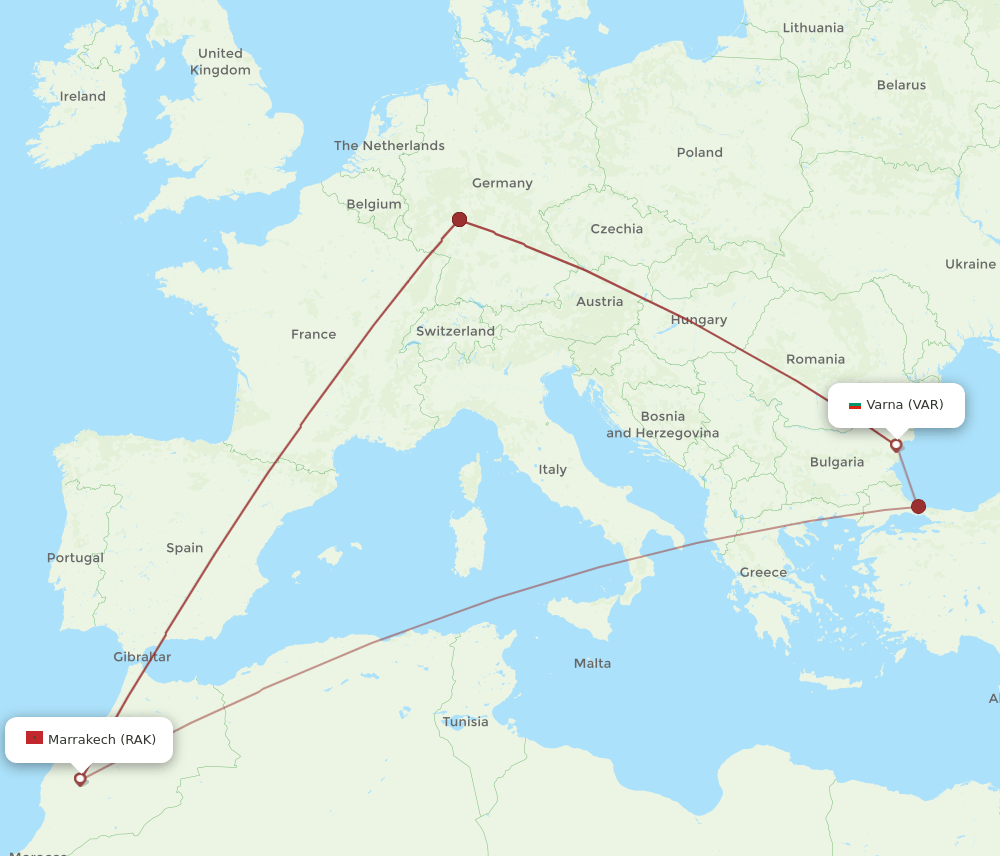 VAR-RAK flight routes
