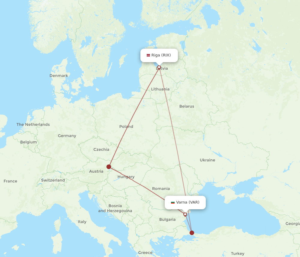 VAR-RIX flight routes