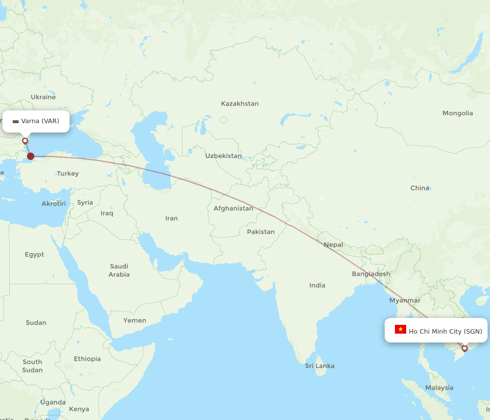 VAR-SGN flight routes