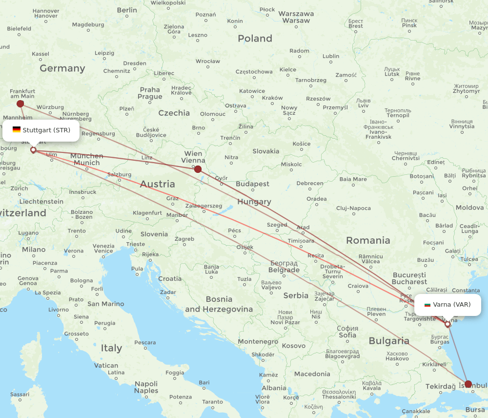 VAR-STR flight routes