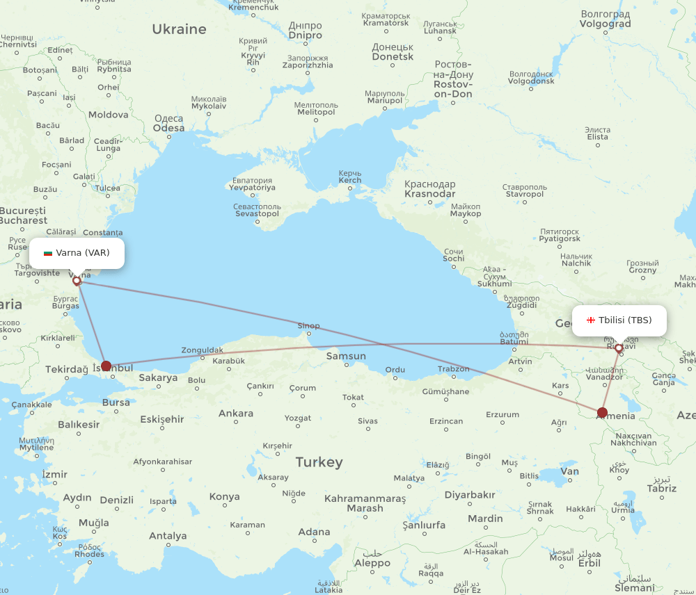 VAR-TBS flight routes