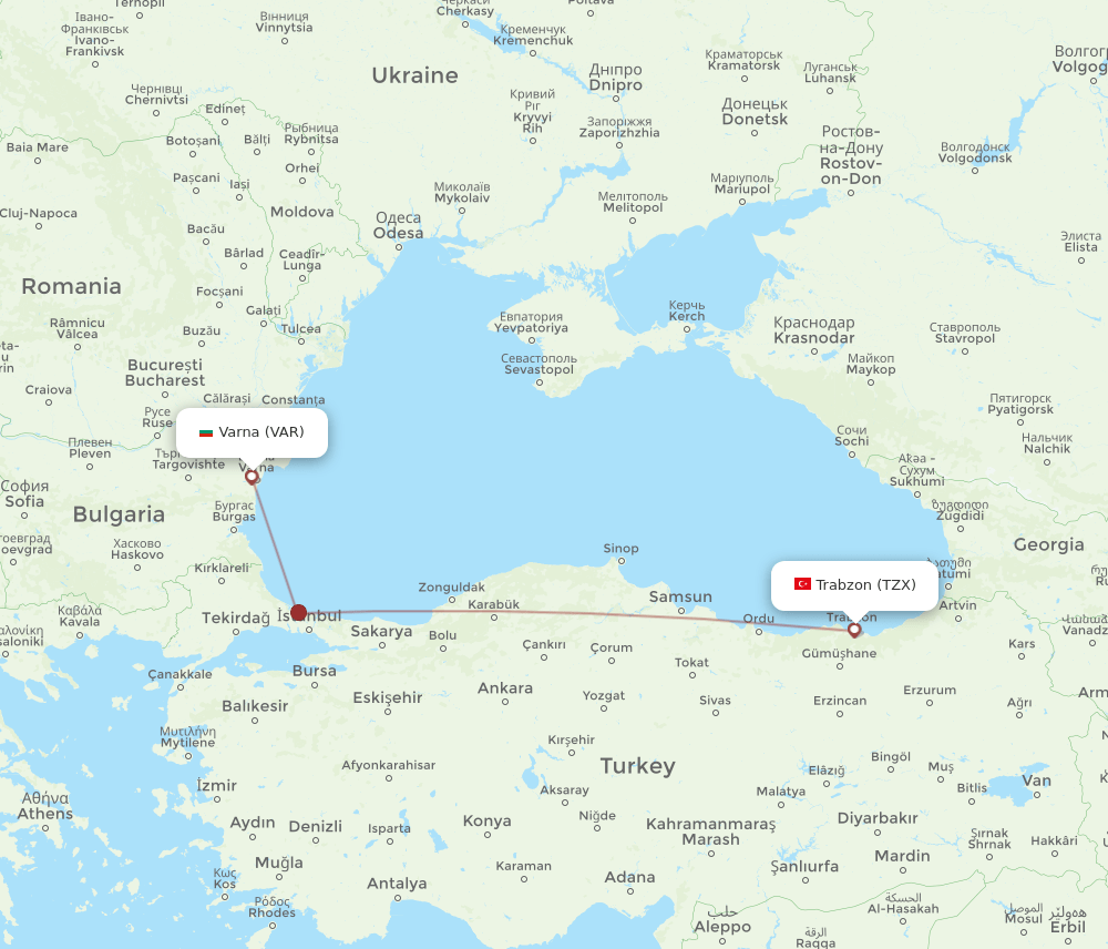 VAR-TZX flight routes