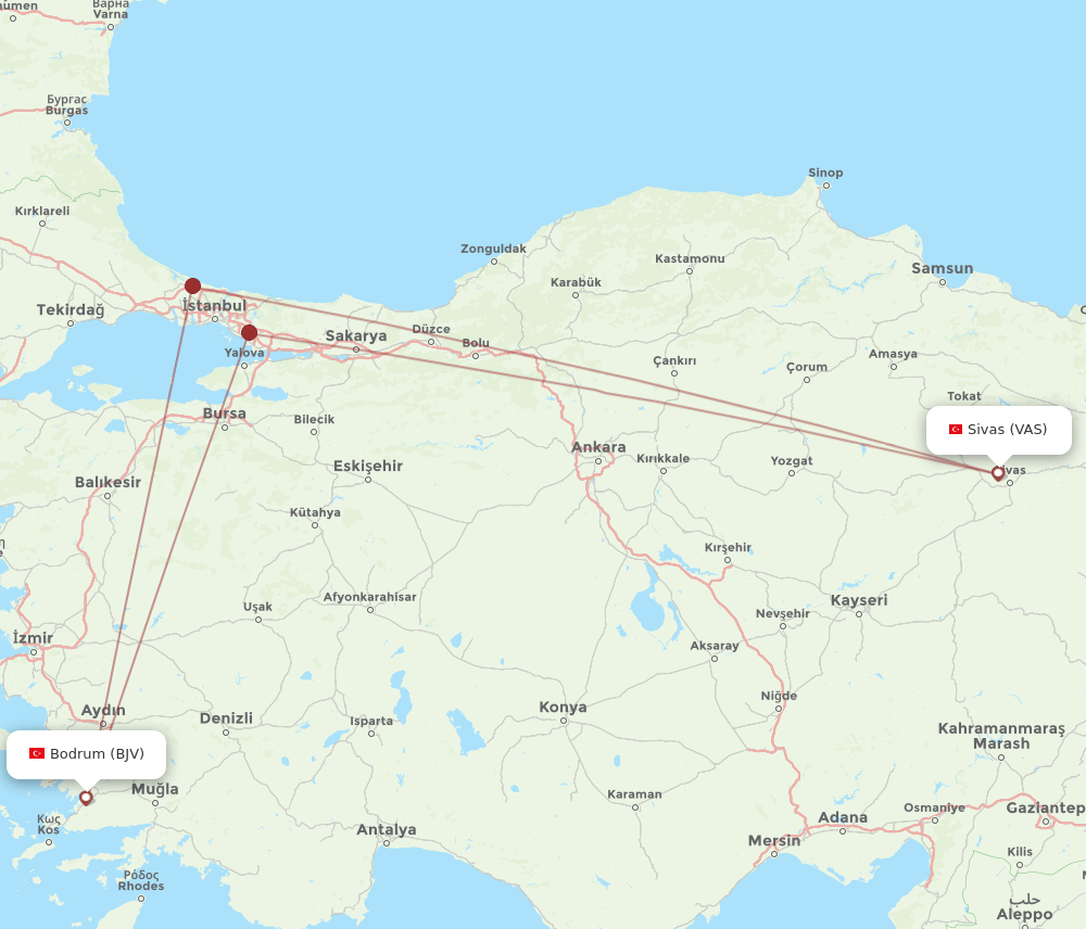 VAS-BJV flight routes