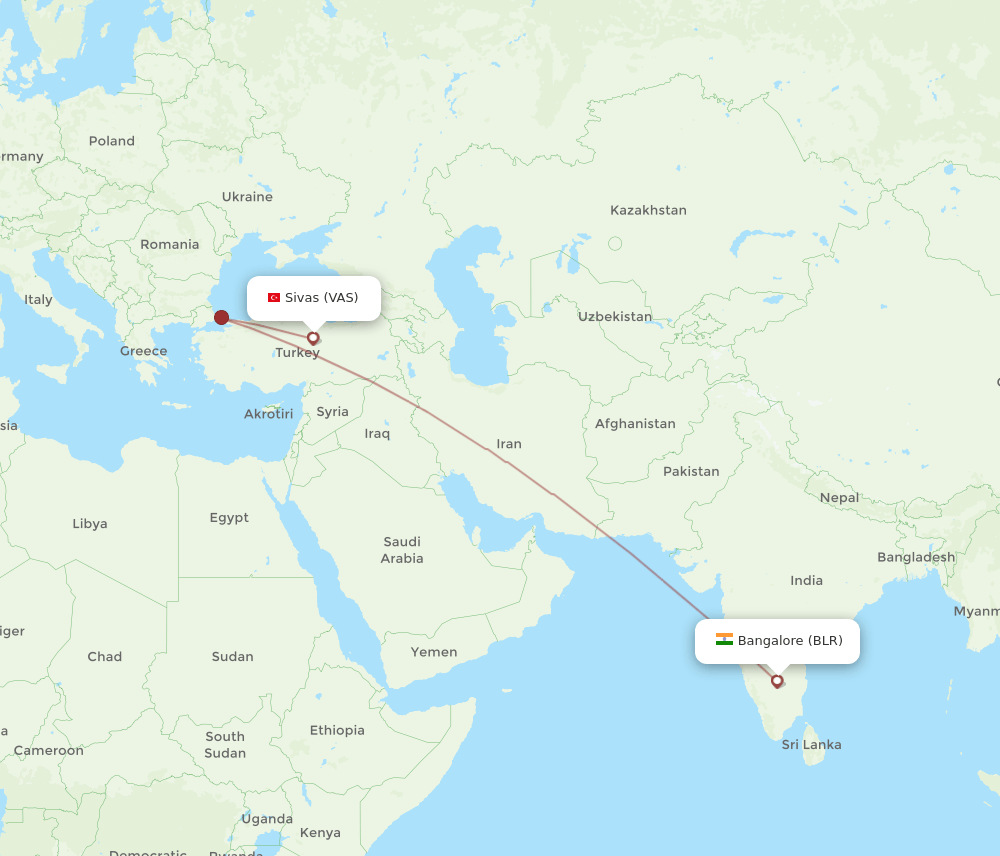 VAS-BLR flight routes