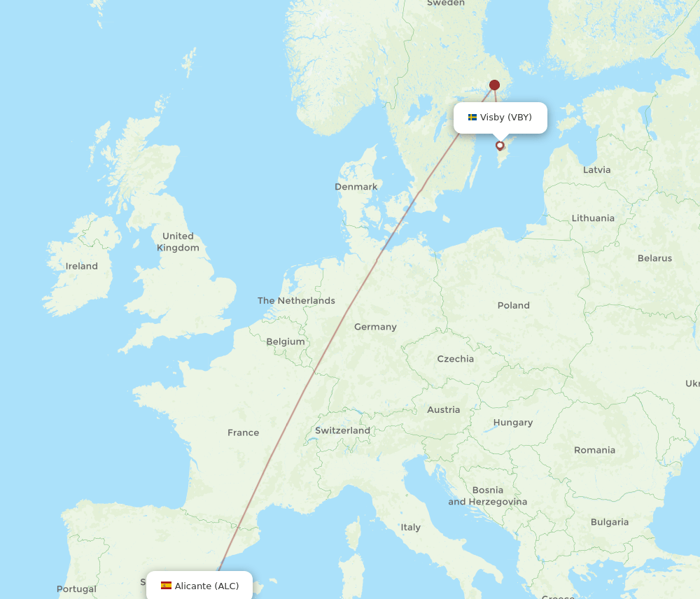 ALC to VBY flights and routes map